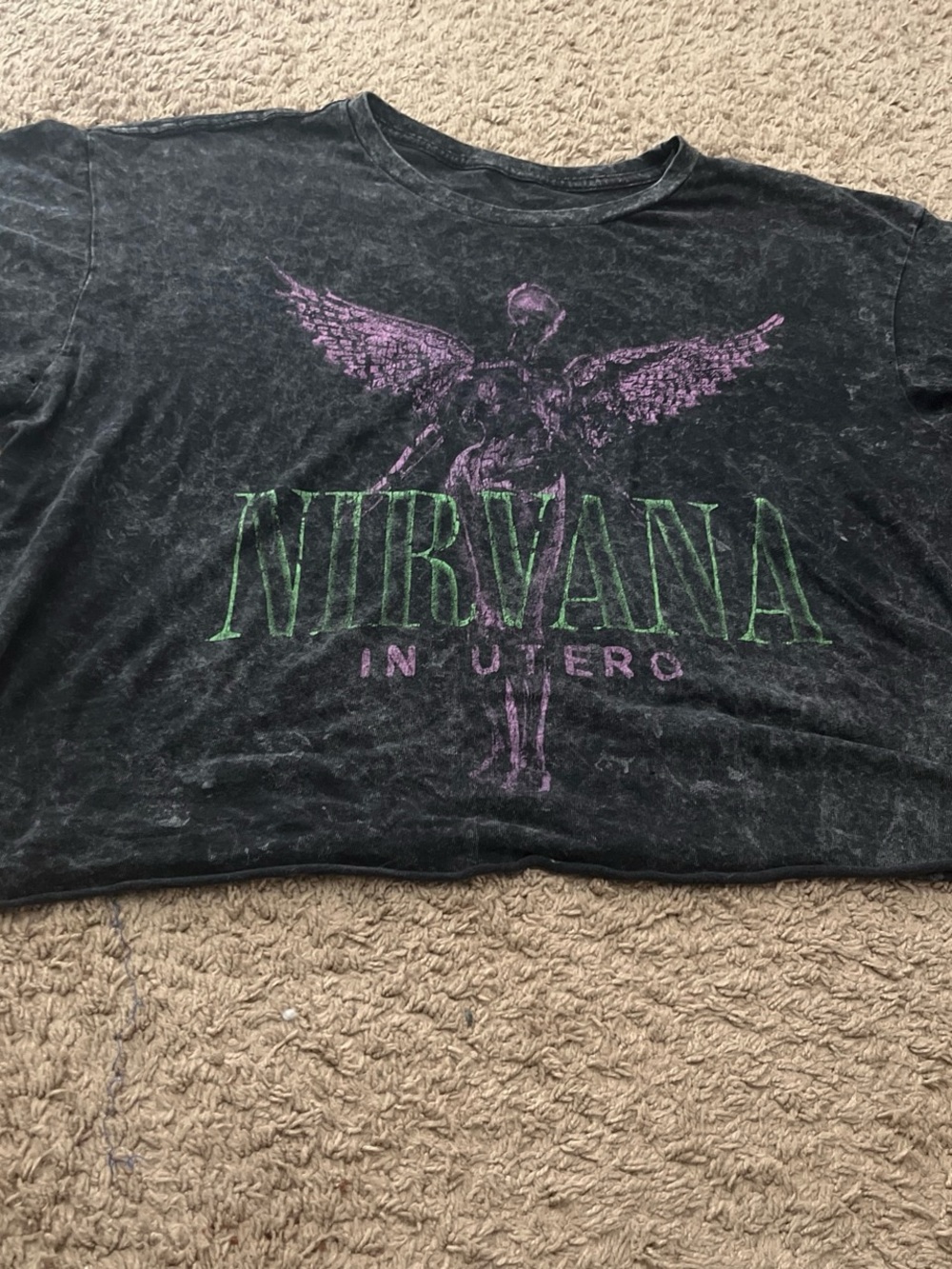 NIRVANA Black Tee with Green & Purple In Utero Graphic